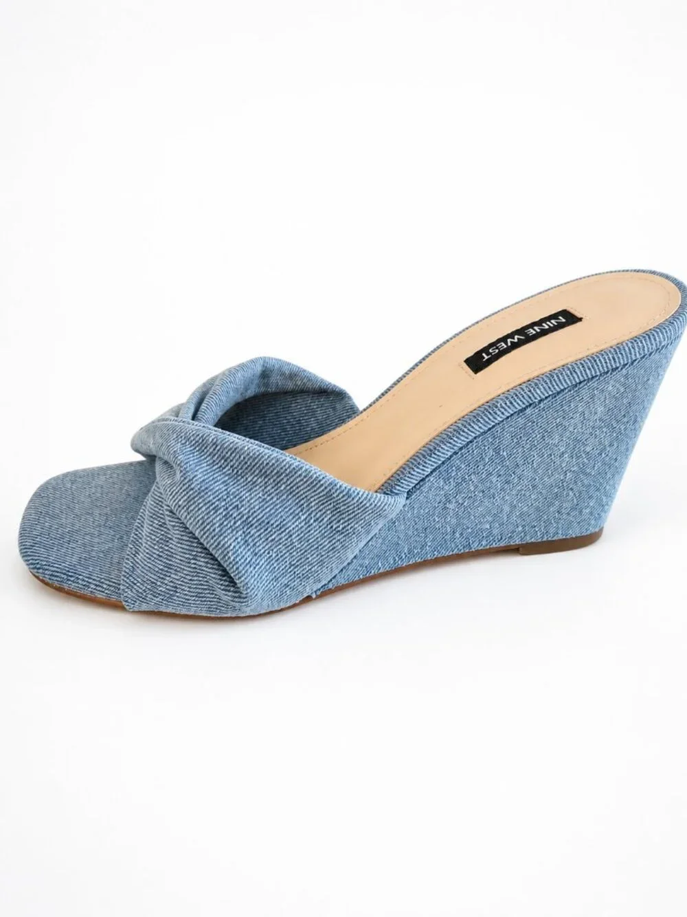Nine West NIKHIL7 Light Blue Denim Wedge Mules – Size 8M